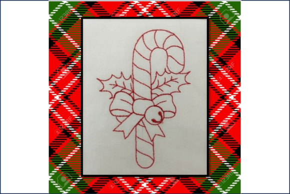Candy Cane Redwork for Meaningful Embroidered Gifts
